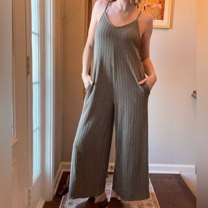 BUCKETLIST Striped Gray Pants Romper